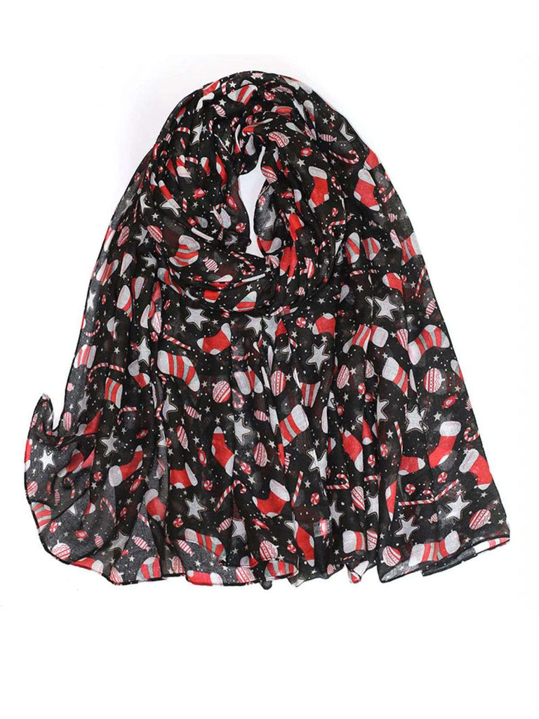 Vintage Christmas Cartoon Printed Silk Scarf - vintage fashion, retro style