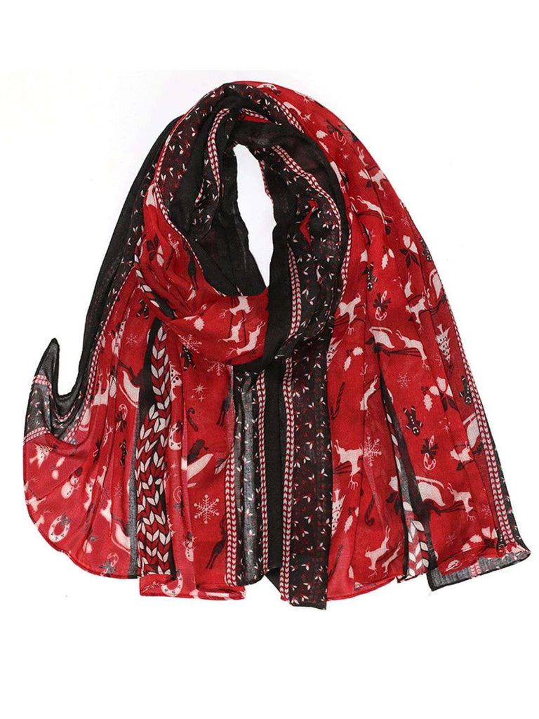Vintage Christmas Cartoon Printed Silk Scarf - vintage fashion, retro style