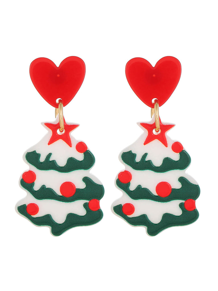 Vintage Christmas Elements Heart Stud Earrings: timeless style reimagined