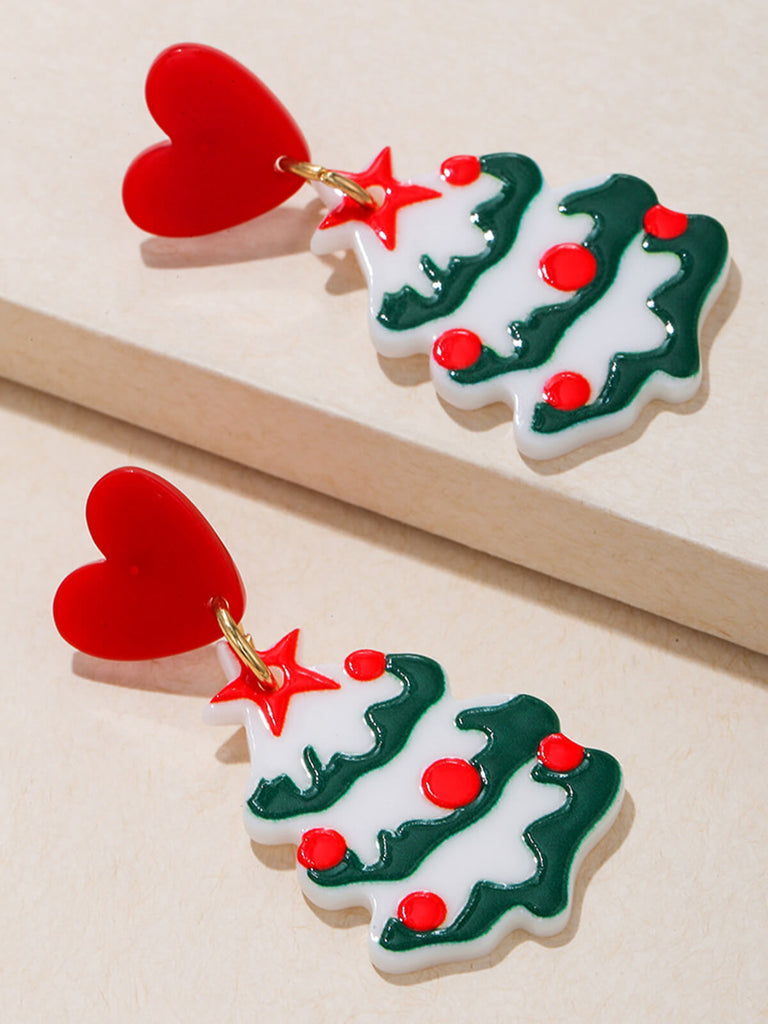 Vintage Christmas Elements Heart Stud Earrings — vintage elegance for the modern woman