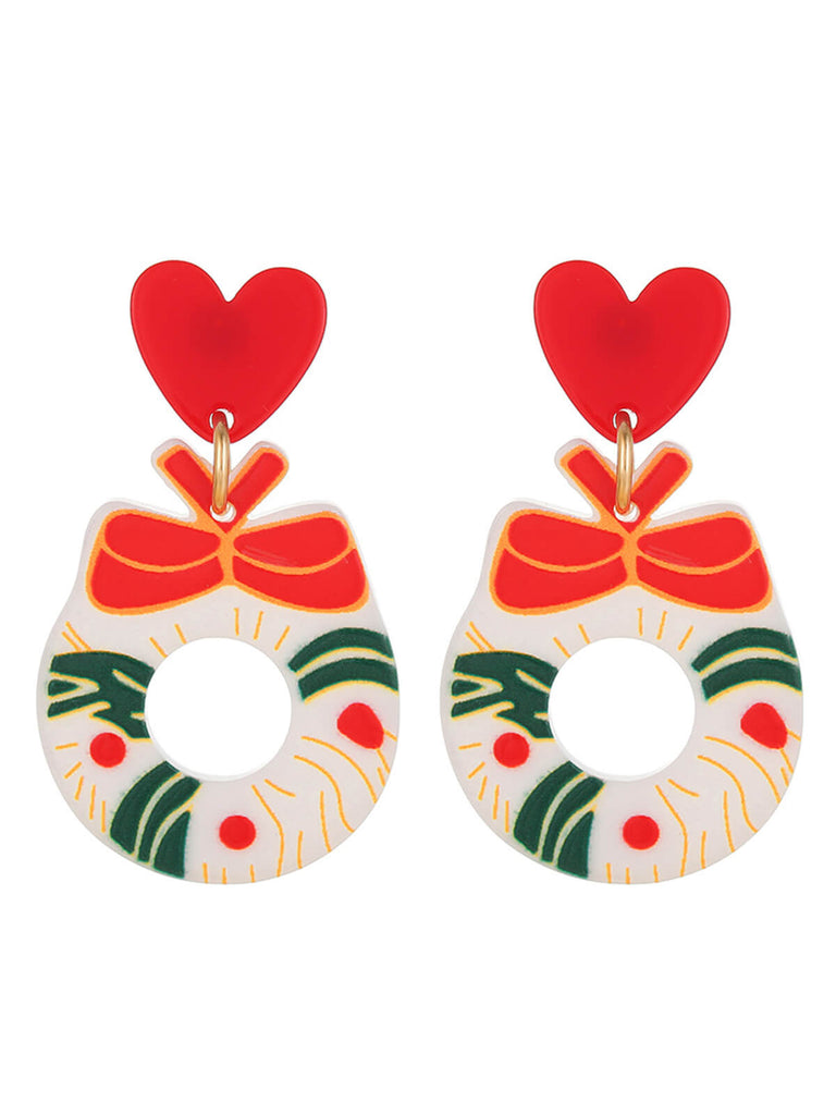 Vintage Christmas Elements Heart Stud Earrings — vintage elegance for the modern woman