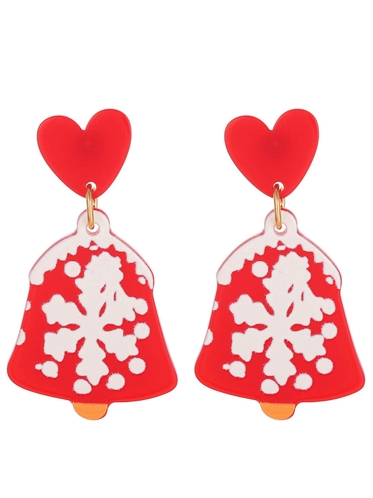 Vintage Christmas Elements Heart Stud Earrings: timeless style reimagined