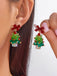Vintage Christmas Tree & Bow Dangle Earrings - vintage fashion, retro style