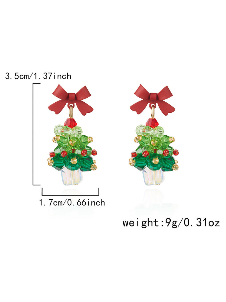 Vintage Christmas Tree & Bow Dangle Earrings - vintage fashion, retro style