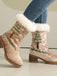 Vintage Christmas Tree Snowflake Plush Chunky Heel Boots - vintage shoes, retro heels
