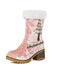 Vintage Christmas Tree Snowflake Plush Chunky Heel Boots - vintage shoes, retro heels