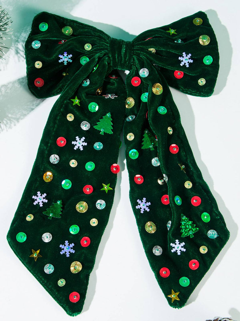 Vintage Christmas Velvet Large Bow Hairpin - vintage fashion, retro style