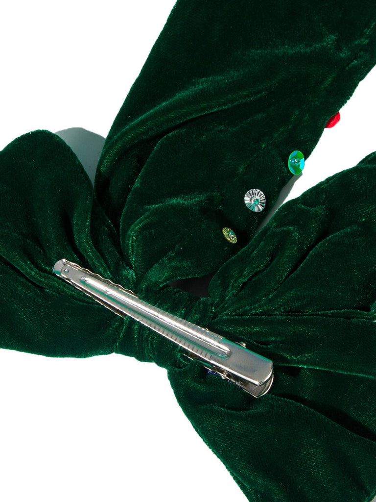 Vintage Christmas Velvet Large Bow Hairpin - vintage fashion, retro style