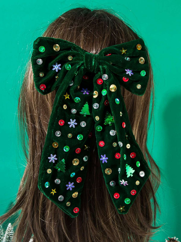 Vintage Christmas Velvet Large Bow Hairpin - vintage fashion, retro style