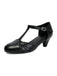Vintage Closed Toe T-Strap Side Cutout Medium Heels - vintage shoes, retro heels