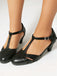 Vintage Closed Toe T-Strap Side Cutout Medium Heels - vintage shoes, retro heels