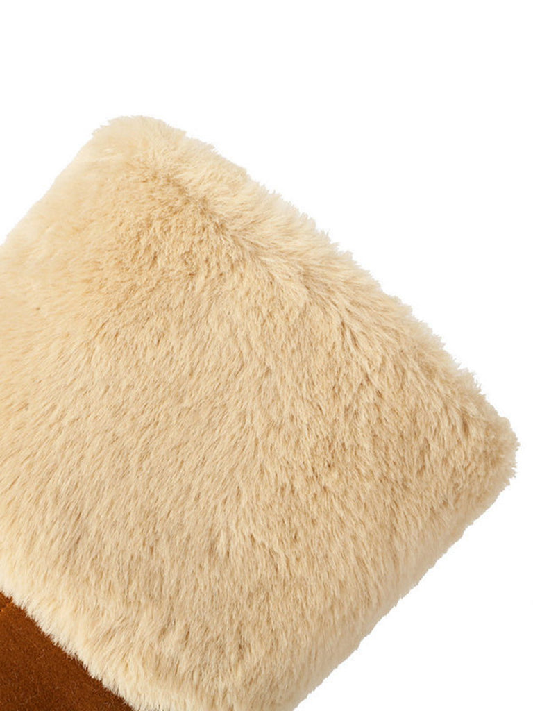 Vintage Contrasted Suede Plush Chunky Boots - vintage fashion, retro style