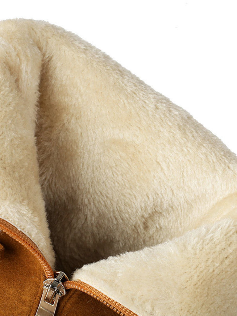 Vintage Contrasted Suede Plush Chunky Boots - vintage fashion, retro style