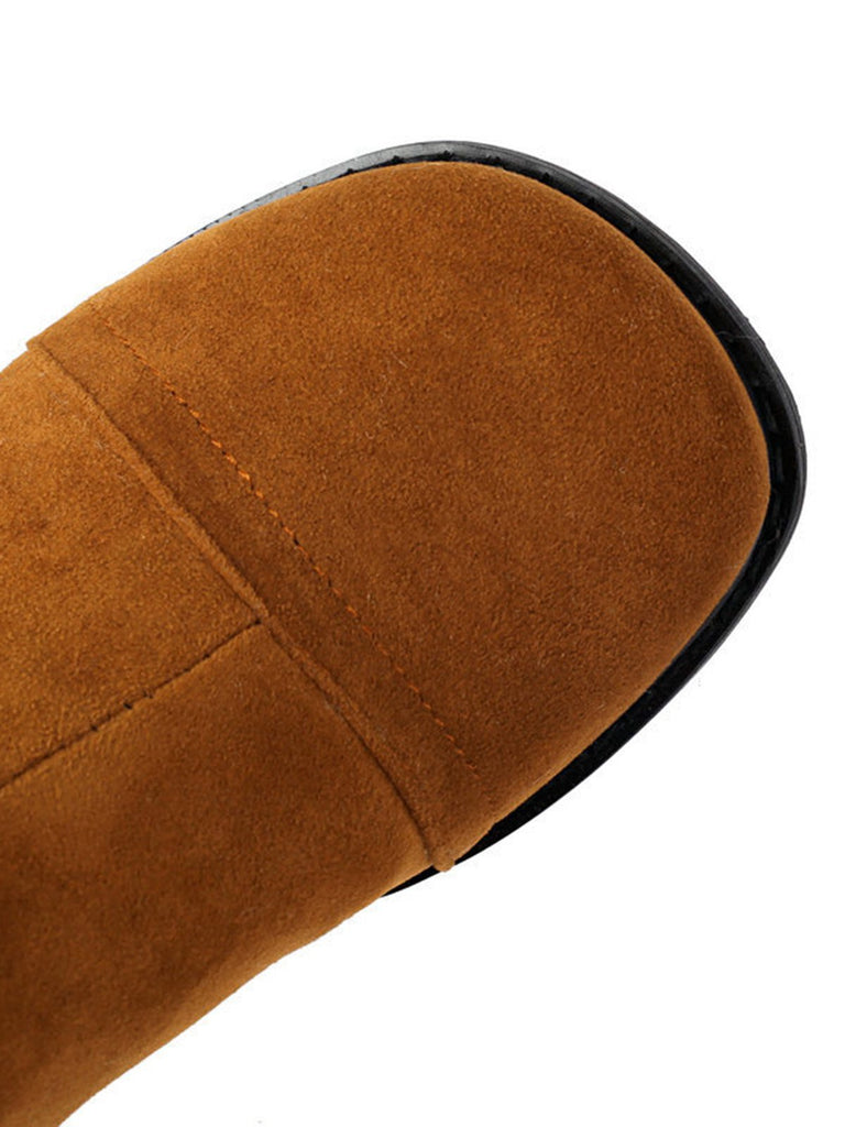 Vintage Contrasted Suede Plush Chunky Boots - vintage fashion, retro style