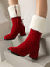 Vintage Contrasted Suede Plush Chunky Boots - vintage fashion, retro style