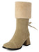 Vintage Contrasted Suede Plush Chunky Boots - vintage fashion, retro style