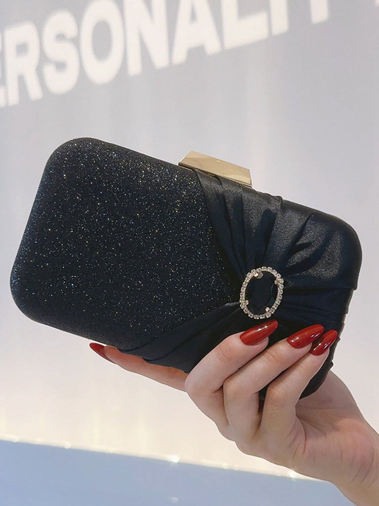 Vintage Crystal Glitter Satin Clutch Bag - vintage fashion, retro style