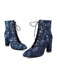 She finds her 1950s story in this Vintage Denim Lace-Up High Heel Boots
