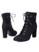 This Vintage Denim Lace-Up High Heel Boots whispers 1950s secrets to those who notice
