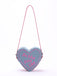 Vintage Denim Letter Embroidered Sling Heart Bag - vintage fashion, retro style, elegant red