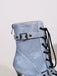 Vintage Denim Peep Toe Stiletto Heel Shoes - vintage shoes, retro heels