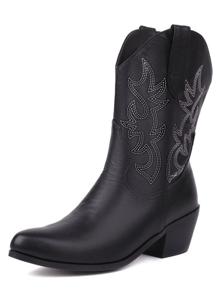 Vintage Embroidered Chunky Heel Cowboy Boots — 1950s style that transcends decades