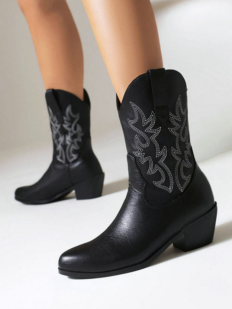 Vintage Embroidered Chunky Heel Cowboy Boots — 1950s vintage charm for her modern wardrobe