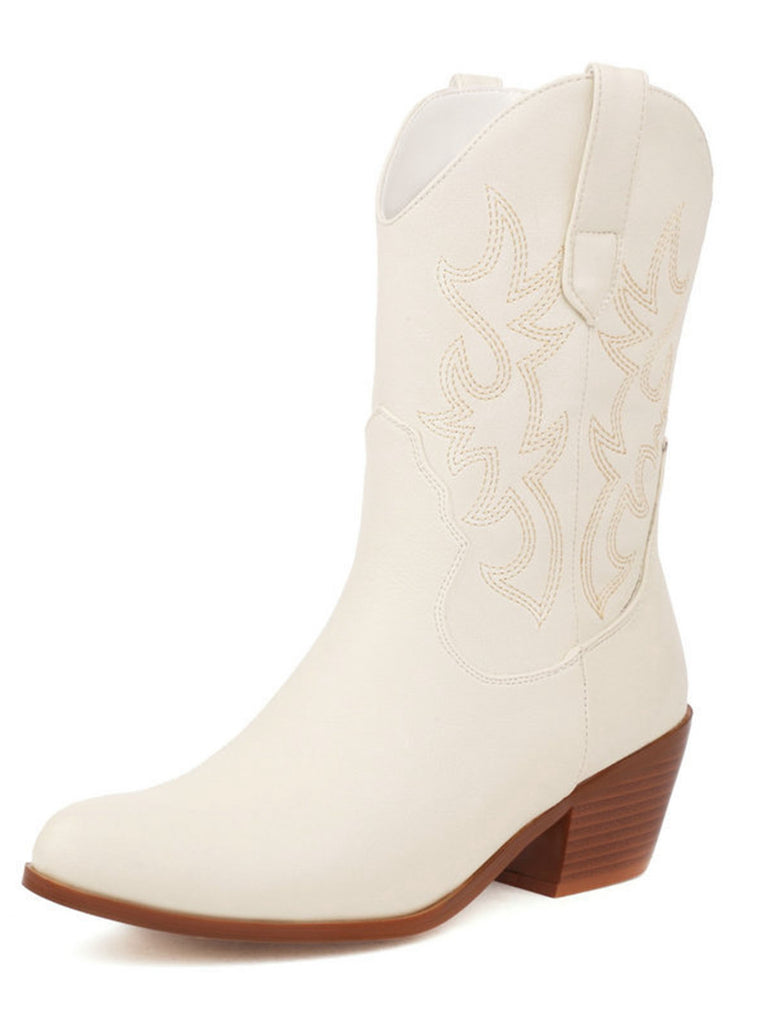 Vintage Embroidered Chunky Heel Cowboy Boots: timeless 1950s elegance she makes her own