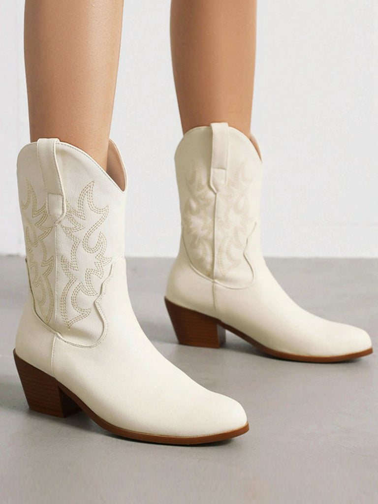 This Vintage Embroidered Chunky Heel Cowboy Boots whispers 1950s secrets to those who notice