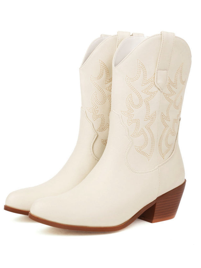 Vintage Embroidered Chunky Heel Cowboy Boots — 1950s style that transcends decades