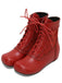 Vintage Embroidered Lace-Up Inner Heel Boots - vintage shoes, retro heels, elegant red