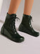 Vintage Embroidered Lace-Up Inner Heel Boots - vintage shoes, retro heels, elegant red