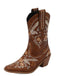 Vintage Embroidered Western Style Cowboy Boots - vintage fashion, retro style, elegant red