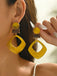 Vintage Exaggerated Geometric Marble Resin Earrings - vintage fashion, retro style