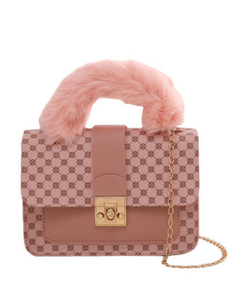 Vintage Faux Fur Handle Mini Crossbody Bag - vintage fashion, retro style