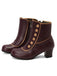 Vintage Faux Fur Lining Chunky Heel Short Boots - vintage shoes, retro heels