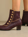 Vintage Faux Fur Lining Chunky Heel Short Boots - vintage shoes, retro heels