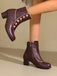 Vintage Faux Fur Lining Chunky Heel Short Boots - vintage shoes, retro heels