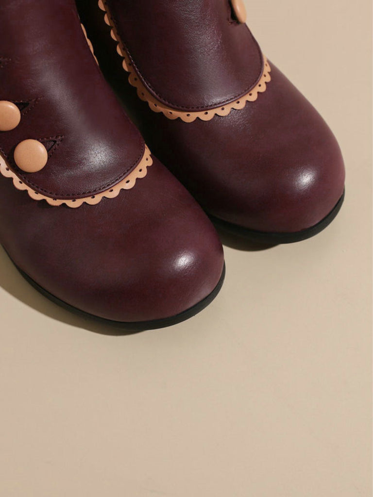 Vintage Faux Fur Lining Chunky Heel Short Boots - vintage shoes, retro heels