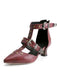 Vintage Faux Leather Pointed Toe Studded Sandals - vintage fashion, retro style, classic elegance for vintage lovers
