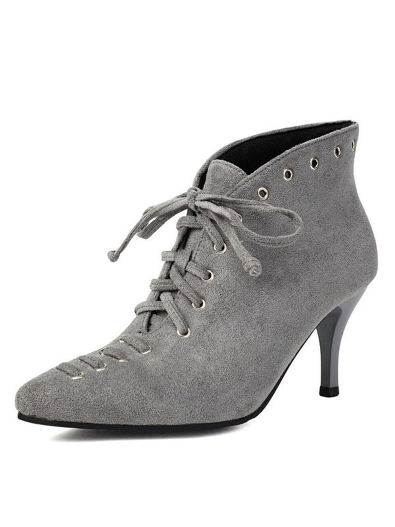 Vintage Faux Suede Pointed-Toe High Heels - vintage shoes, retro heels