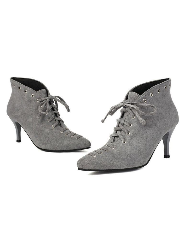 Vintage Faux Suede Pointed-Toe High Heels - vintage shoes, retro heels