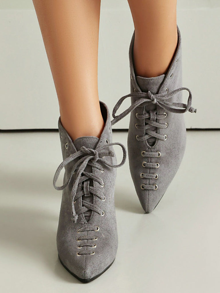 Vintage Faux Suede Pointed-Toe High Heels - vintage shoes, retro heels