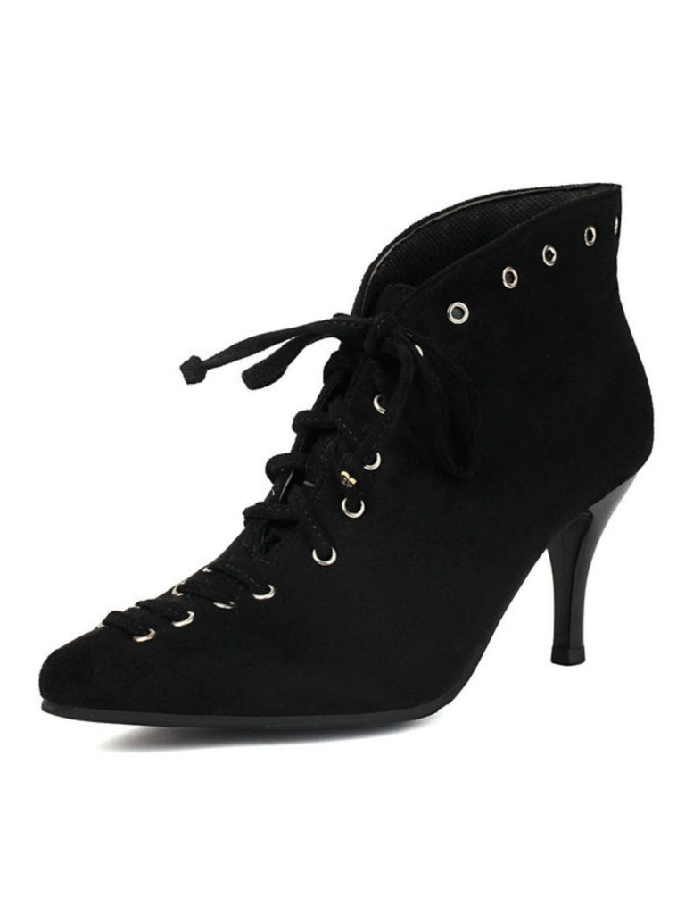 Vintage Faux Suede Pointed-Toe High Heels - vintage shoes, retro heels