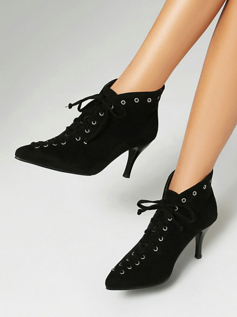 Vintage Faux Suede Pointed-Toe High Heels - vintage shoes, retro heels