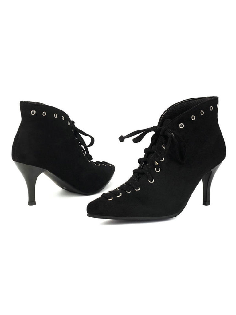 Vintage Faux Suede Pointed-Toe High Heels - vintage shoes, retro heels