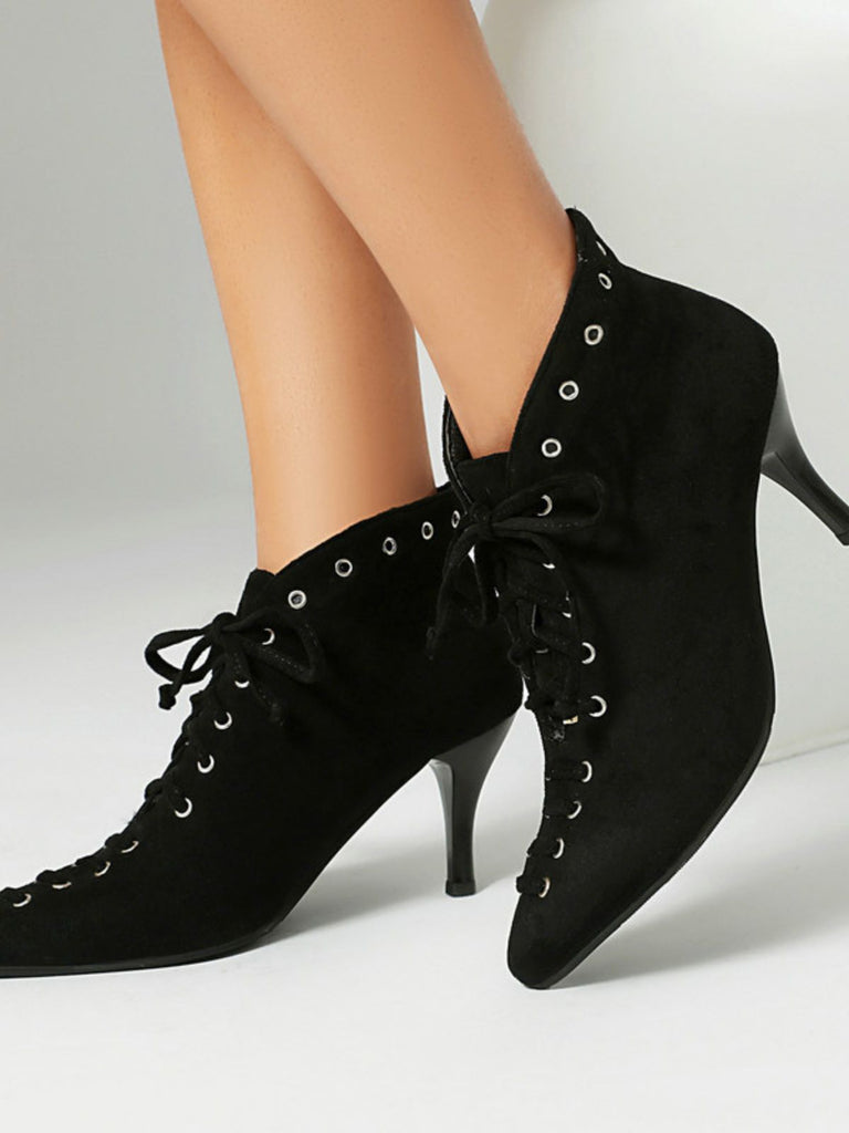 Vintage Faux Suede Pointed-Toe High Heels - vintage shoes, retro heels