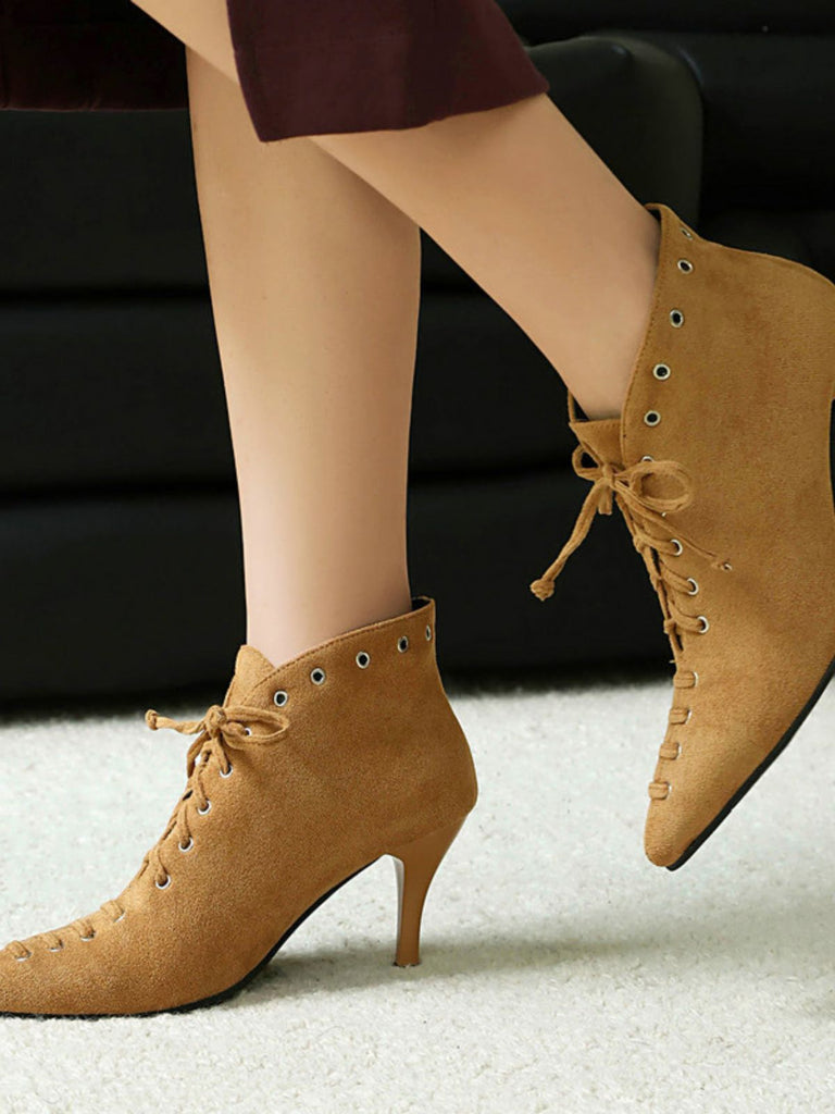 Vintage Faux Suede Pointed-Toe High Heels - vintage shoes, retro heels