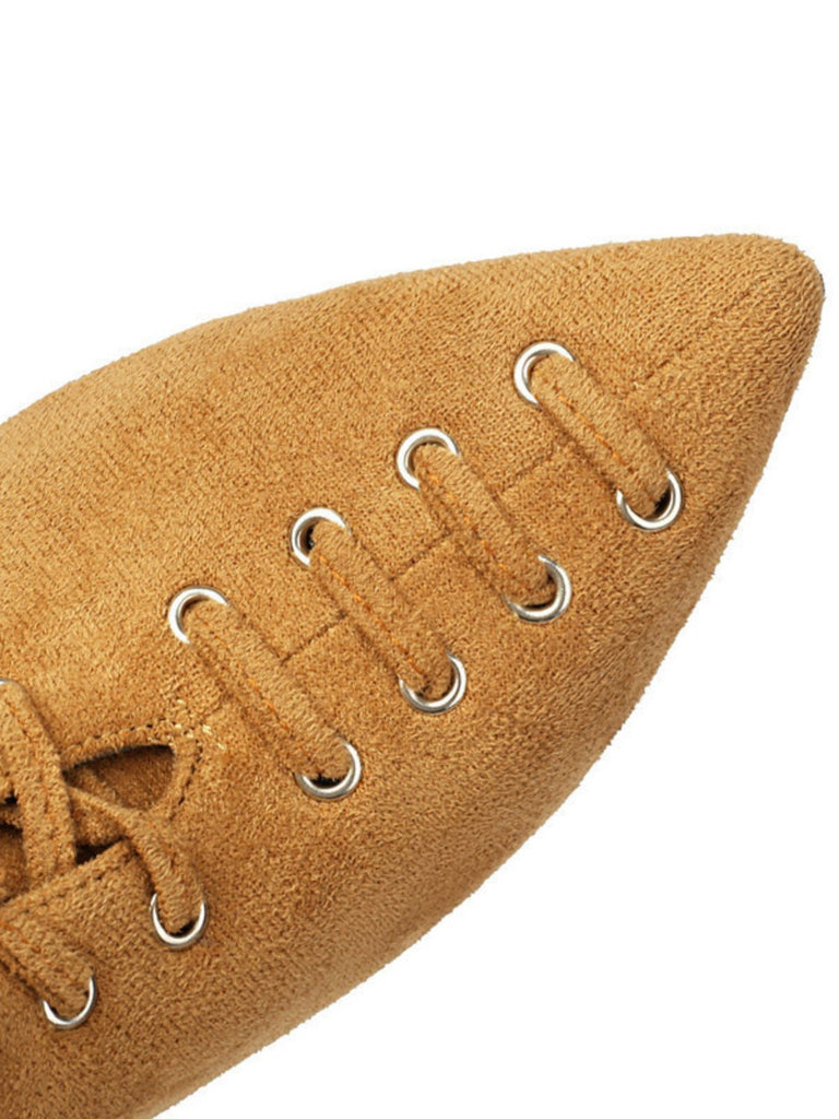 Vintage Faux Suede Pointed-Toe High Heels - vintage shoes, retro heels