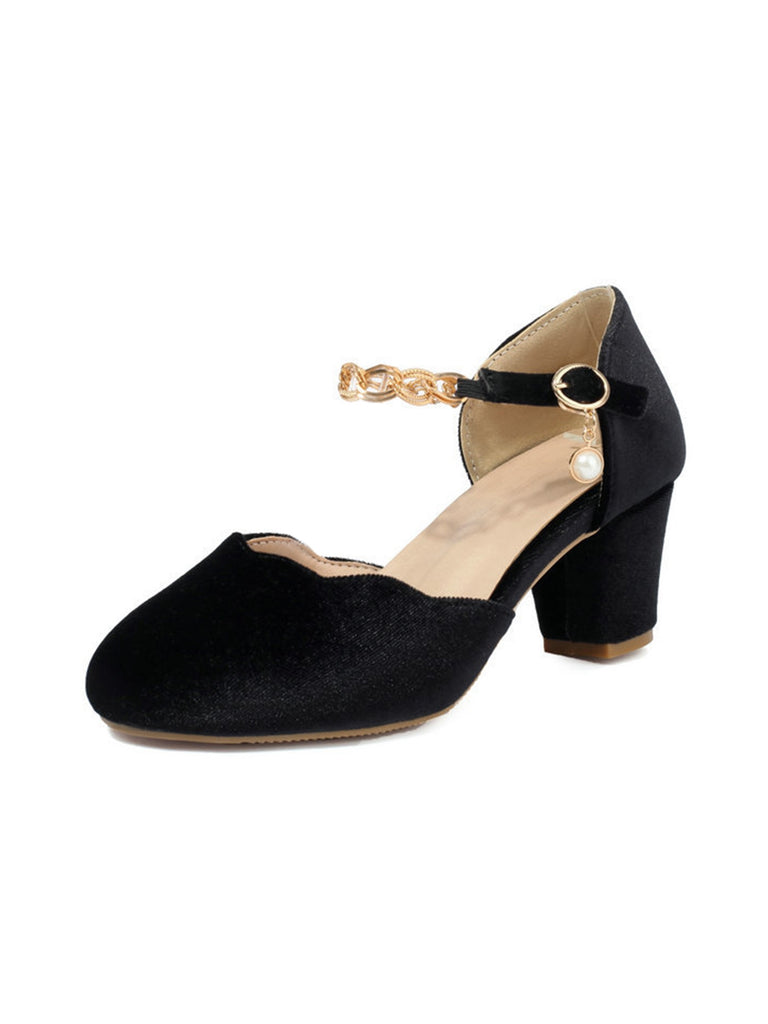 Vintage Flannelette Chain High Heels - vintage shoes, retro heels